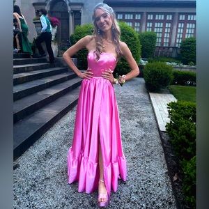 Strapless Pink Satin Gown